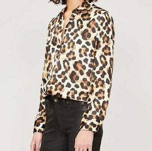Topshop Leopard Print Satin Blouse